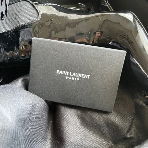 Saint Laurent Black Ankle Boots with Silver Heel - Picture 8 of 15